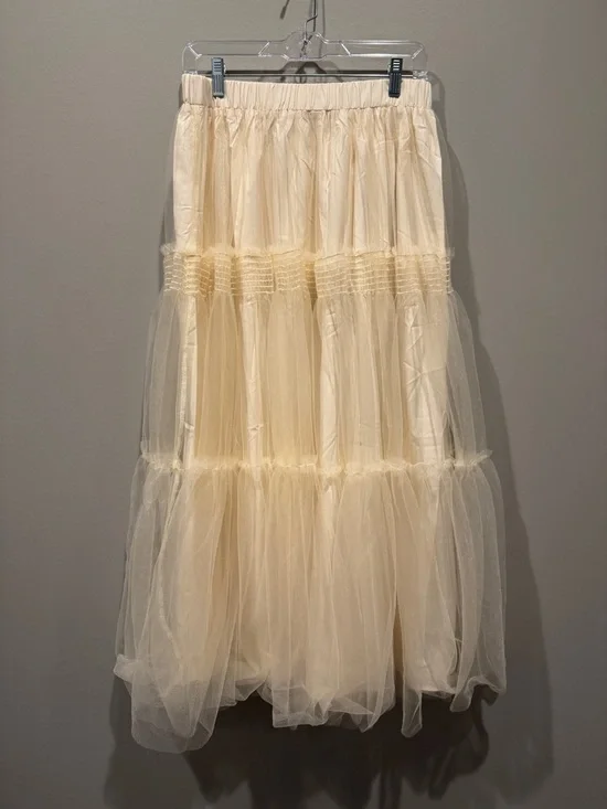 NWT Anthropologie Pinch Tiered Tulle  Overlay Skirt Sz L Ethereal Romantic Boho - Picture 7 of 16